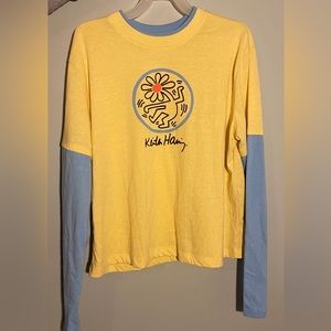 Yellow and blue long sleeved shirt
